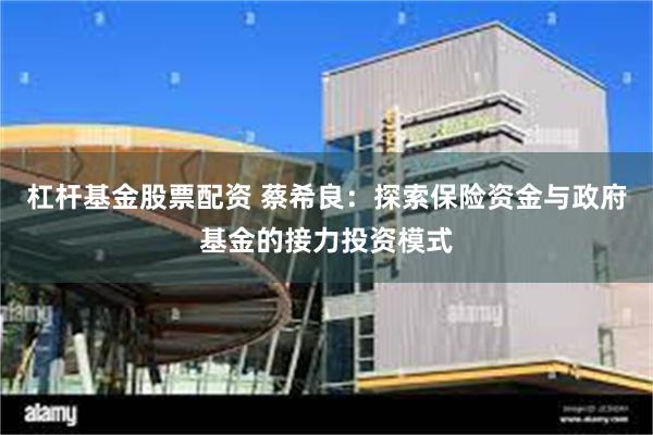 杠杆基金股票配资 蔡希良：探索保险资金与政府基金的接力投资模式