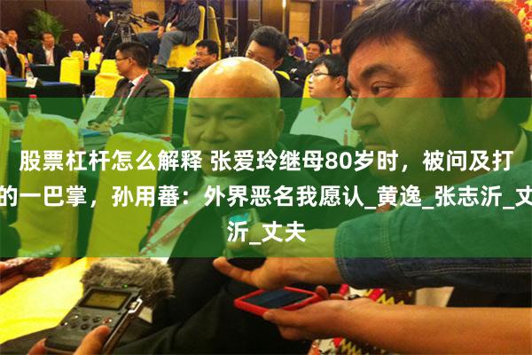 股票杠杆怎么解释 张爱玲继母80岁时，被问及打张的一巴掌，孙用蕃：外界恶名我愿认_黄逸_张志沂_丈夫