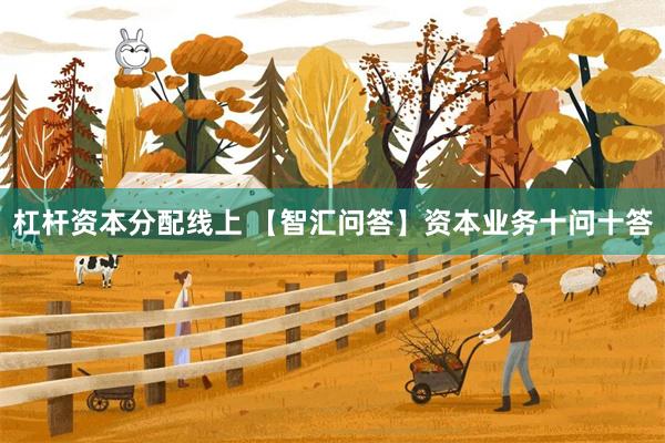 杠杆资本分配线上 【智汇问答】资本业务十问十答